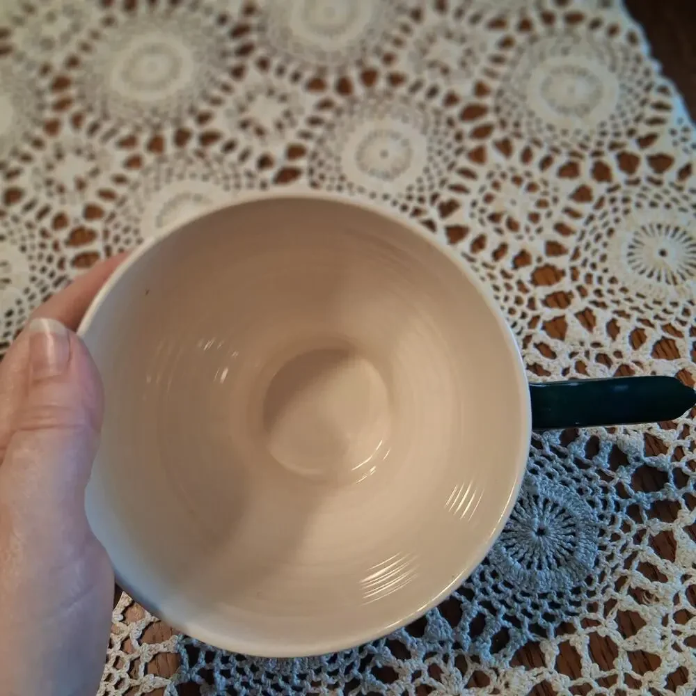 Anthropologie mug unicorn birds cream green coffee tea